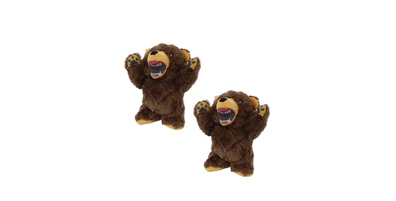 Mighty Jr Angry Animals Bear 2 Pack, Durable Plush Squeaky Dog Toy