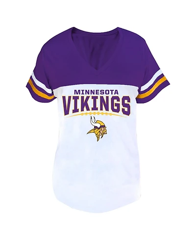 Profile Women's Purple/White Minnesota Vikings Plus Split Body V-Neck T-shirt
