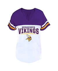 Profile Women's Purple/White Minnesota Vikings Plus Split Body V-Neck T-shirt