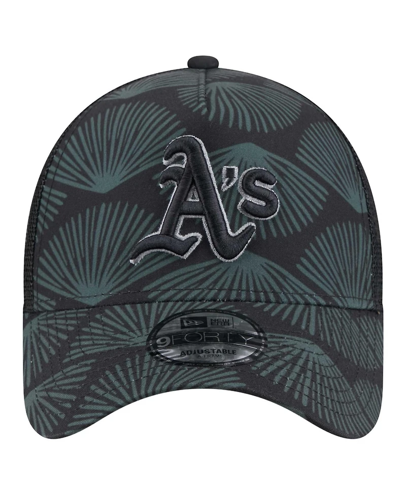 New Era Men's Black Athletics 9FORTY A-Frame Trucker Adjustable Hat