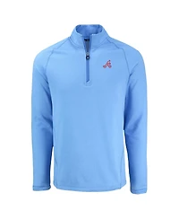Cutter & Buck Men's Heather Light Blue Atlanta Braves Peshastin Eco Fleece Raglan Quarter-Zip Sweatshirt