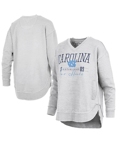 Pressbox Women's Heather Gray North Carolina Tar Heels Marcus East Hall Poncho V-Neck Sweatshirt