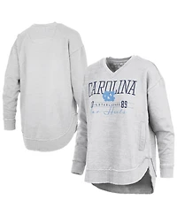 Pressbox Women's Heather Gray North Carolina Tar Heels Marcus East Hall Poncho V-Neck Sweatshirt