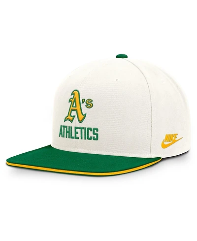 Nike Men's Cream/Green Athletics Cooperstown Pro Dri-fit Snapback Hat