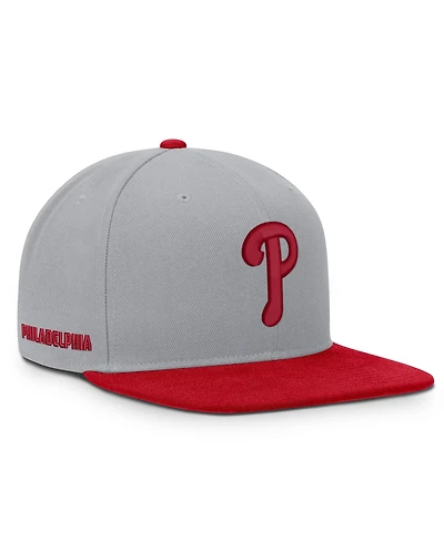Nike Men's Gray/Red Philadelphia Phillies Primetime Pro Dri-fit Snapback Hat