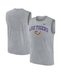 Nike Men's Heather Gray Lsu Tigers Primetime Legend Arch Dri-fit Muscle Tank Top