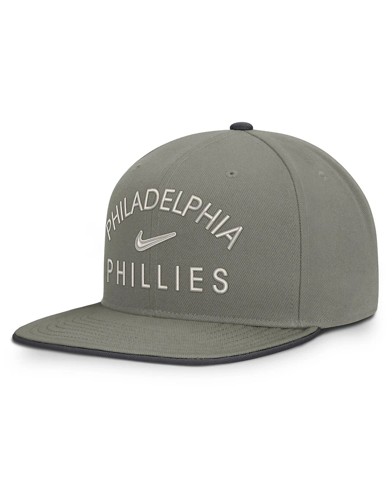 Nike Men's Olive Philadelphia Phillies Pro Dri-fit Snapback Hat