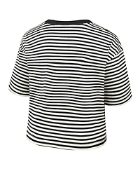 Nike Women's Black/Cream Pittsburgh Steelers Striped Cropped T-Shirt
