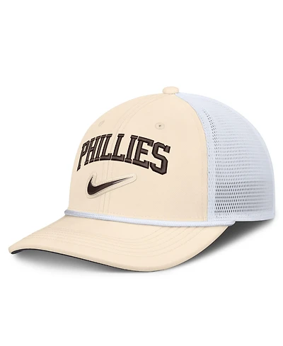Nike Men's Natural/White Philadelphia Phillies Rise Dri-fit Trucker Adjustable Hat