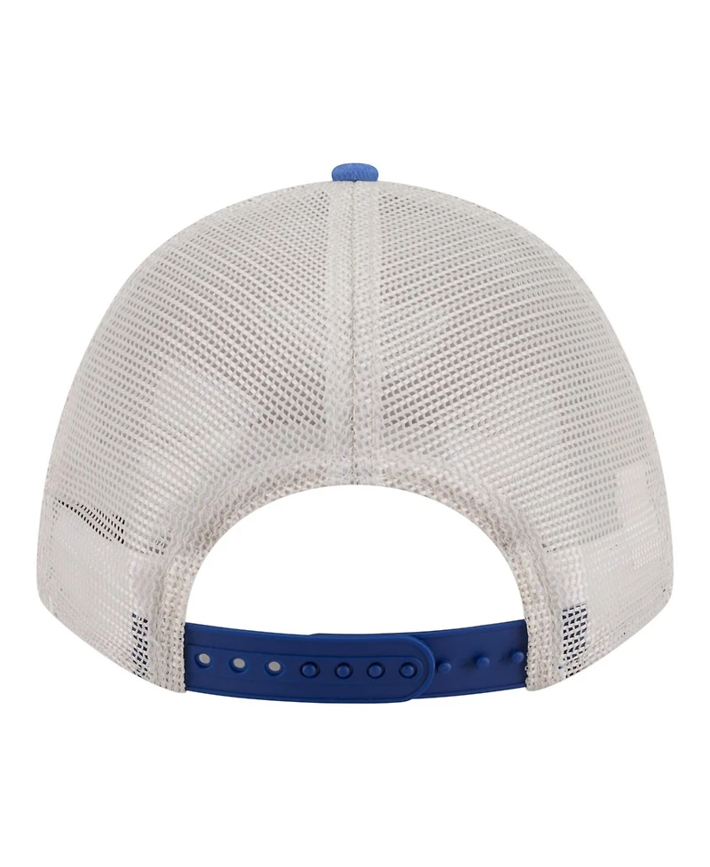 New Era Men's Light Beige/Royal Chicago Cubs Frayed M-Crown A-Frame 9FORTY Trucker Adjustable Hat
