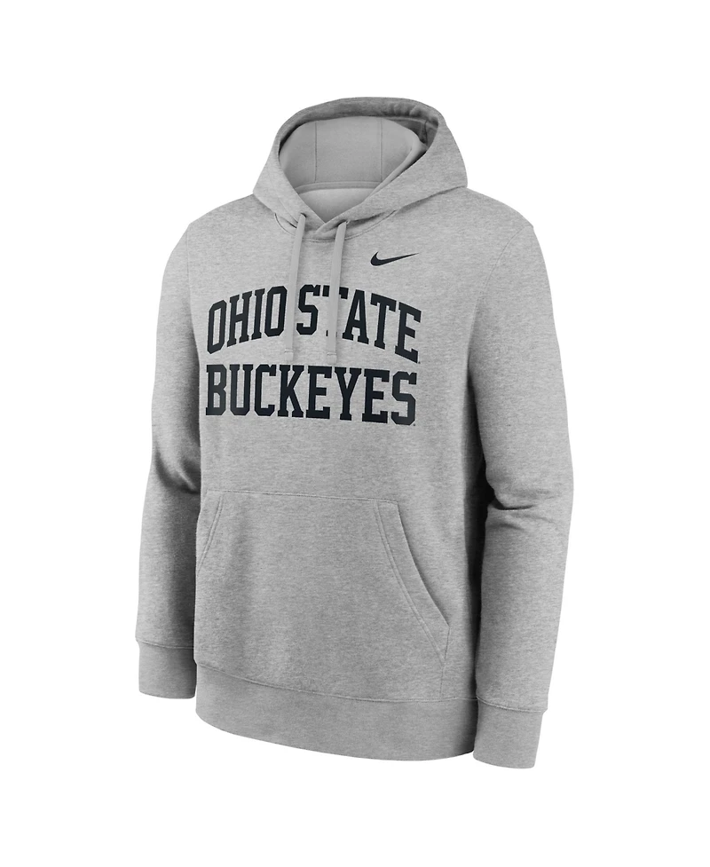 Nike Men's Heather Gray Ohio State Buckeyes Primetime Arched Club Fleece Pullover Hoodie