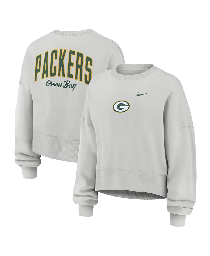 Nike Women's Gray Green Bay Packers Oversized Primetime Phoenix Fleece Sweatshirt