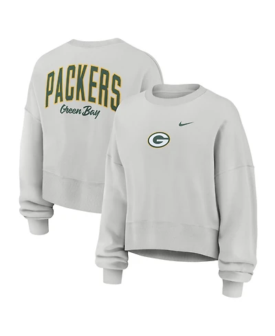 Nike Women's Gray Green Bay Packers Oversized Primetime Phoenix Fleece Sweatshirt