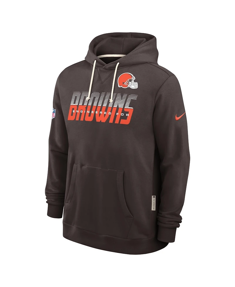 Nike Men's Brown Cleveland Browns Sideline Standard Issue Top Prospect Dri-fit Hoodie