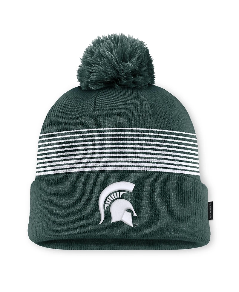 Nike Men's and Women's Forest Green Michigan State Spartans 2026 On-Field Cuffed Knit Pom Hat