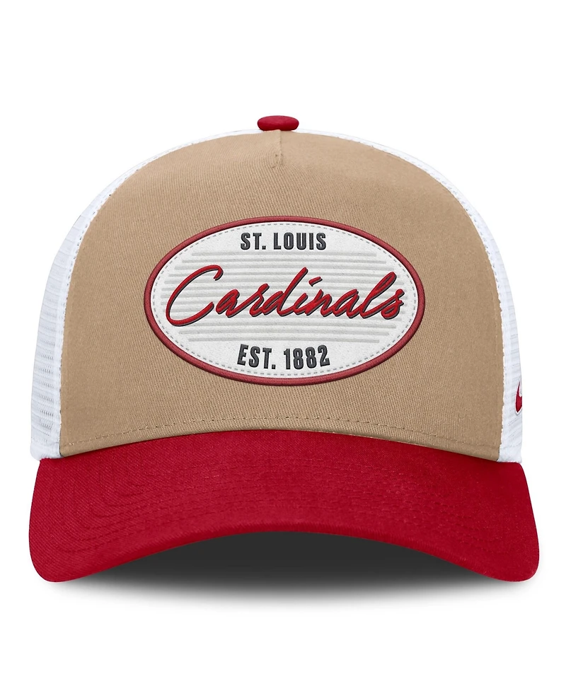 Nike Men's Khaki/Red St. Louis Cardinals Rise A-Frame Trucker Adjustable Hat