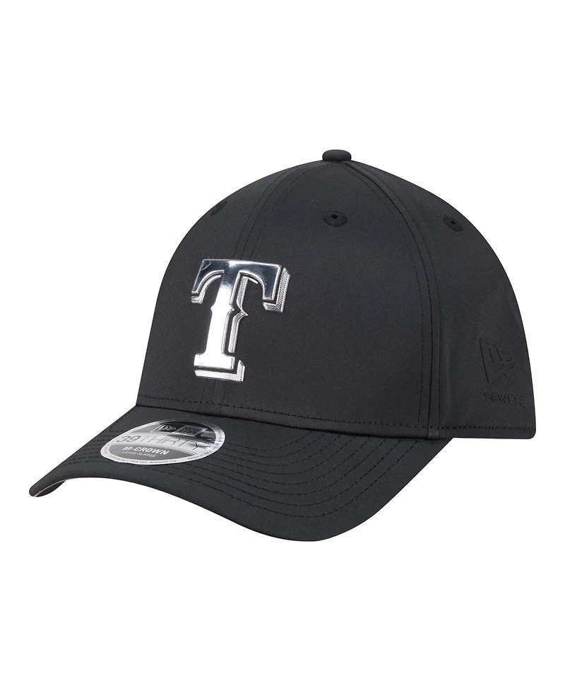 New Era Men's Black Texas Rangers Metallic 39THIRTY M-Crown Flex Hat