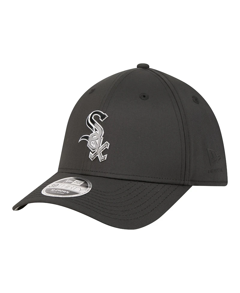 New Era Men's Black Chicago White Sox Metallic 39THIRTY M-Crown Flex Hat