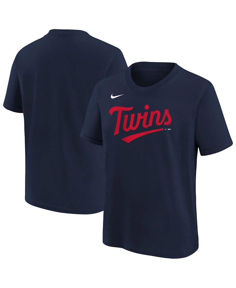 Nike Big Boys and Girls Navy Minnesota Twins Wordmark T-Shirt