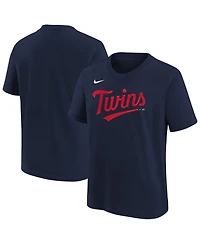 Nike Big Boys and Girls Navy Minnesota Twins Wordmark T-Shirt