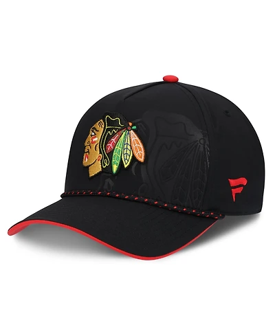 Fanatics Men's Black Chicago Blackhawks On Stage Podium A-Frame Adjustable Hat