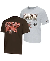 Starter Men's 2-Pack Brown/Gray Cleveland Browns Throwback Logo T-Shirt Set