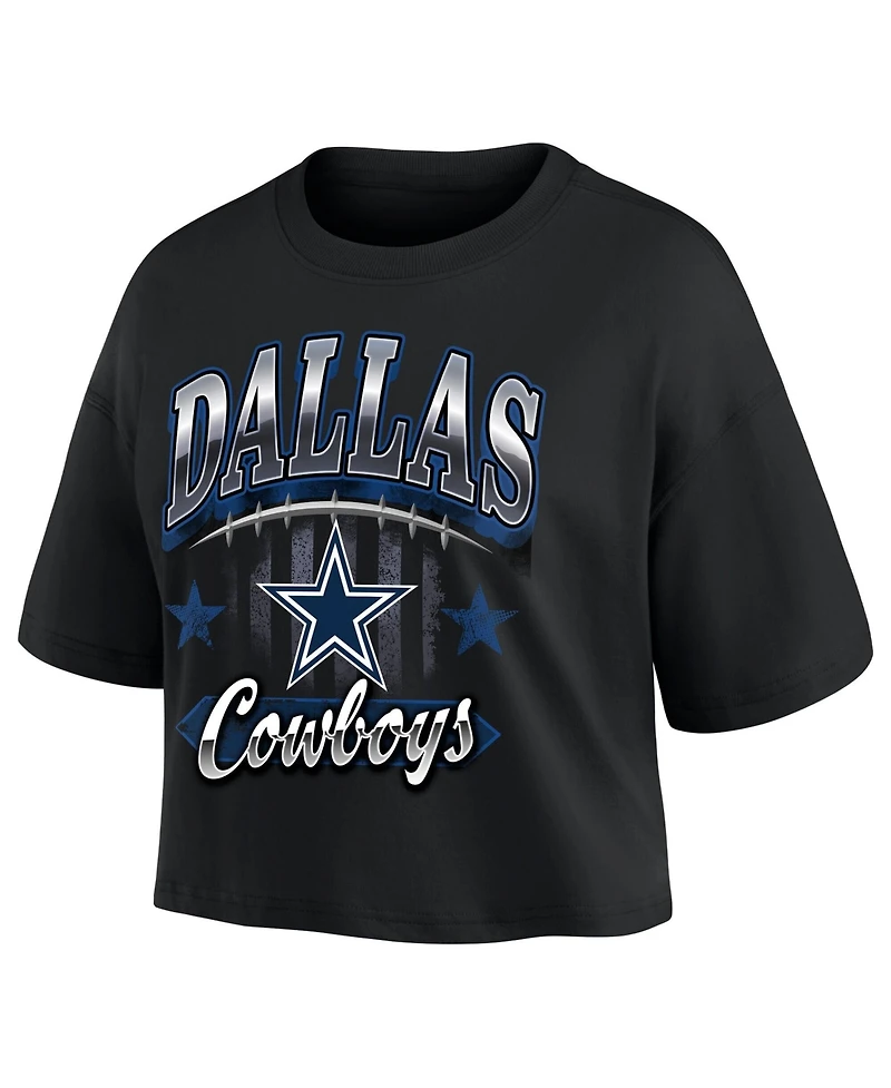 Fanatics Women's Black Dallas Cowboys Americana Cropped T-Shirt
