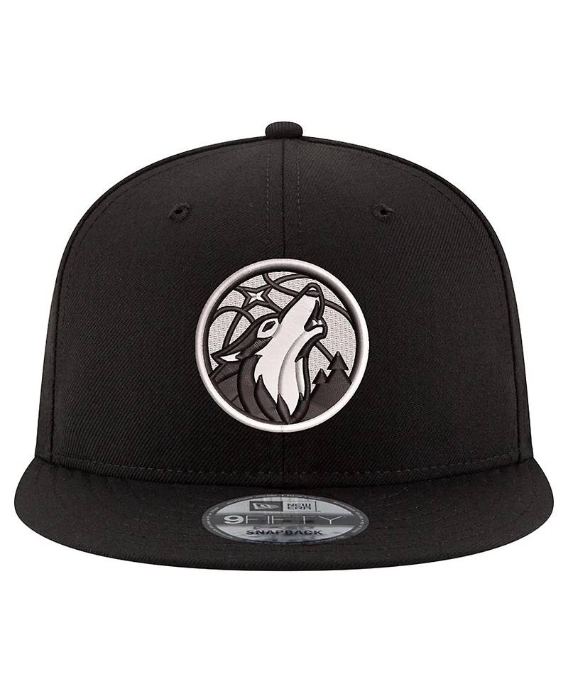 New Era Men's Black/White Minnesota Timberwolves 9FIFTY Snapback Hat