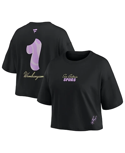 Fanatics Women's Victor Wembanyama Black San Antonio Spurs Name & Number Cropped Top