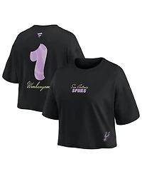 Fanatics Women's Victor Wembanyama Black San Antonio Spurs Name & Number Cropped Top