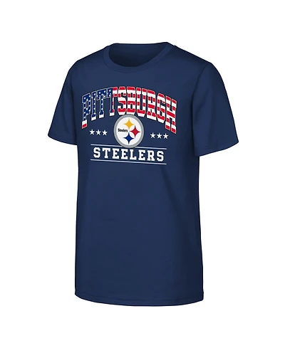 Nfl Big Boys and Girls Navy Pittsburgh Steelers Americana Arch T-Shirt