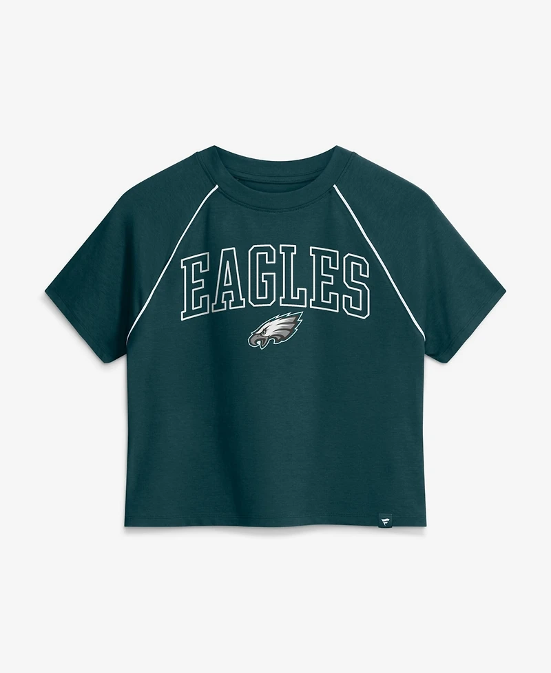 Fanatics Women's Midnight Green Philadelphia Eagles Offensive Scheme Raglan Tri-Blend Cropped Top