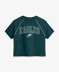 Fanatics Women's Midnight Green Philadelphia Eagles Offensive Scheme Raglan Tri-Blend Cropped Top