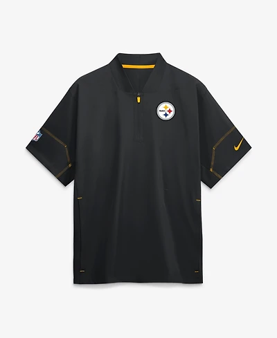 Nike Men's Black Pittsburgh Steelers Sideline Short Sleeve Quarter-Zip Coaches Jacket