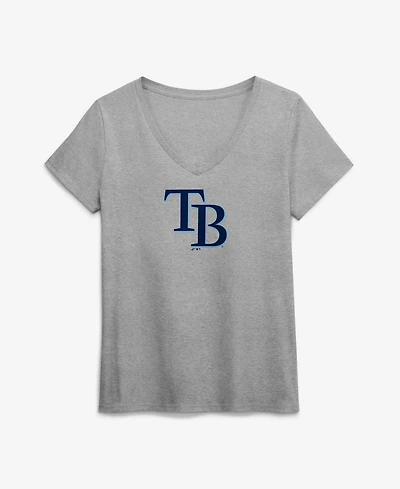 Logo Athletic Women's Gray Tampa Bay Rays V-Neck T-Shirt