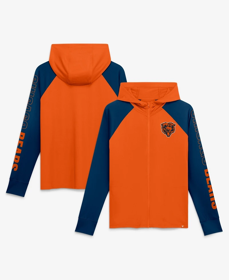 Fanatics Women's Orange/Navy Chicago Bears Cornerback Blitz Raglan Full-Zip Hoodie