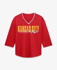 Fanatics Women's Red Kansas City Chiefs Team First Deceptive Juke 3/4-Sleeve V-Neck T-Shirt