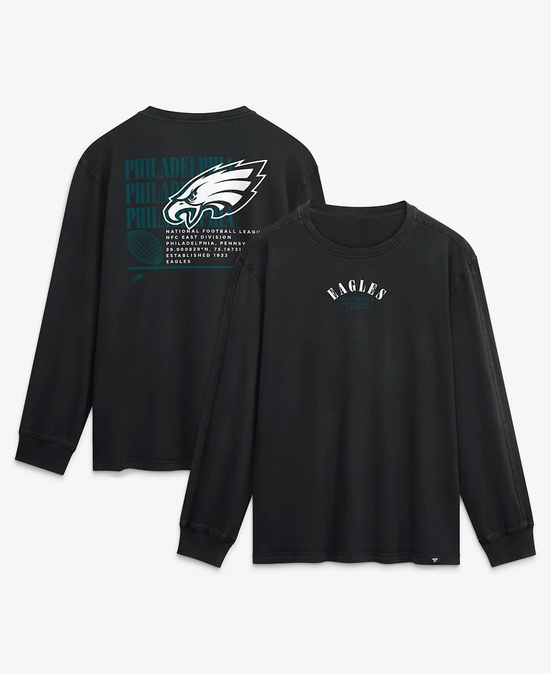 Fanatics Men's Black Philadelphia Eagles Relaxed Fullback Drive Long Sleeve Fashion T-Shirt