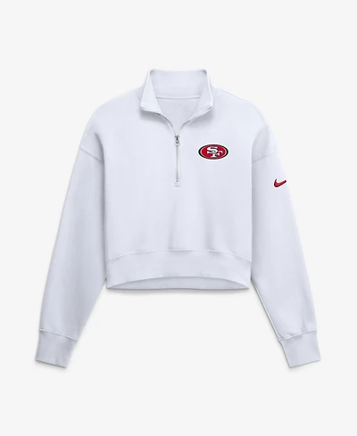 Nike Women's San Francisco 49ers Phoenix Fleece Oversized Cropped Quarter-Zip Sweatshirt