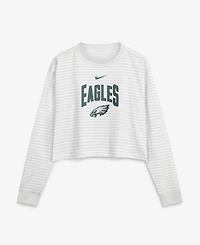 Nike Women's White Philadelphia Eagles Loose Fit Crop Top