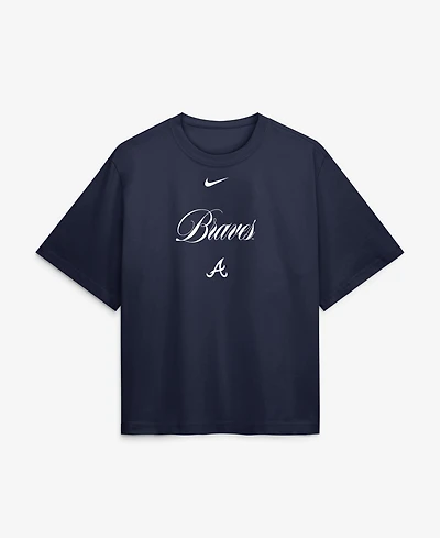 Nike Women's Navy Atlanta Braves 4x Champions Ring Boxy T-Shirt