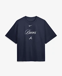 Nike Women's Navy Atlanta Braves 4x Champions Ring Boxy T-Shirt
