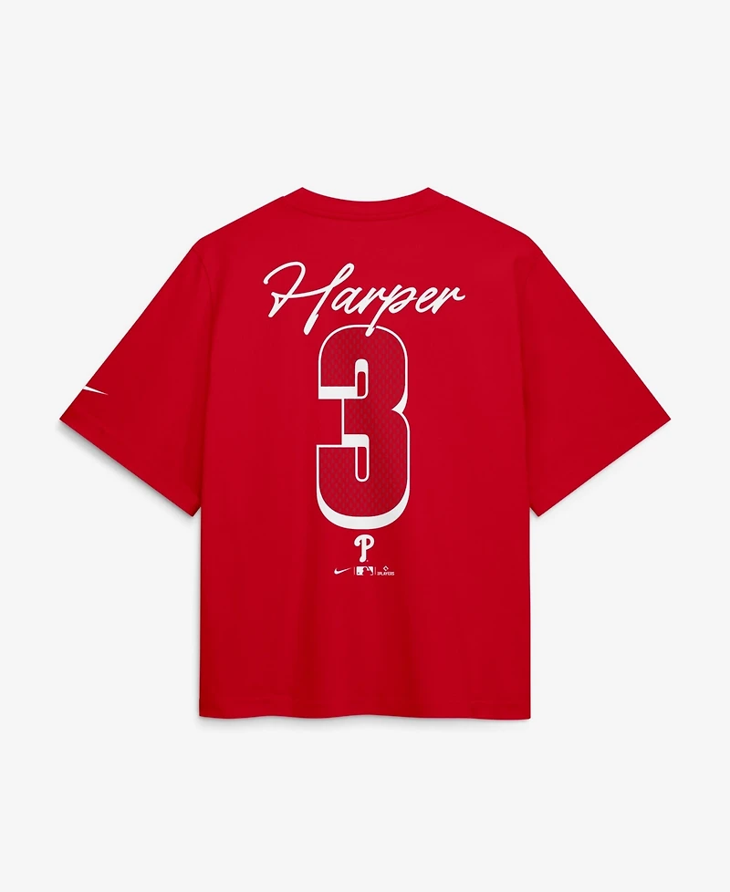 Nike Women's Bryce Harper Red Philadelphia Phillies Premium Essentials Boxy Name & Number T-Shirt