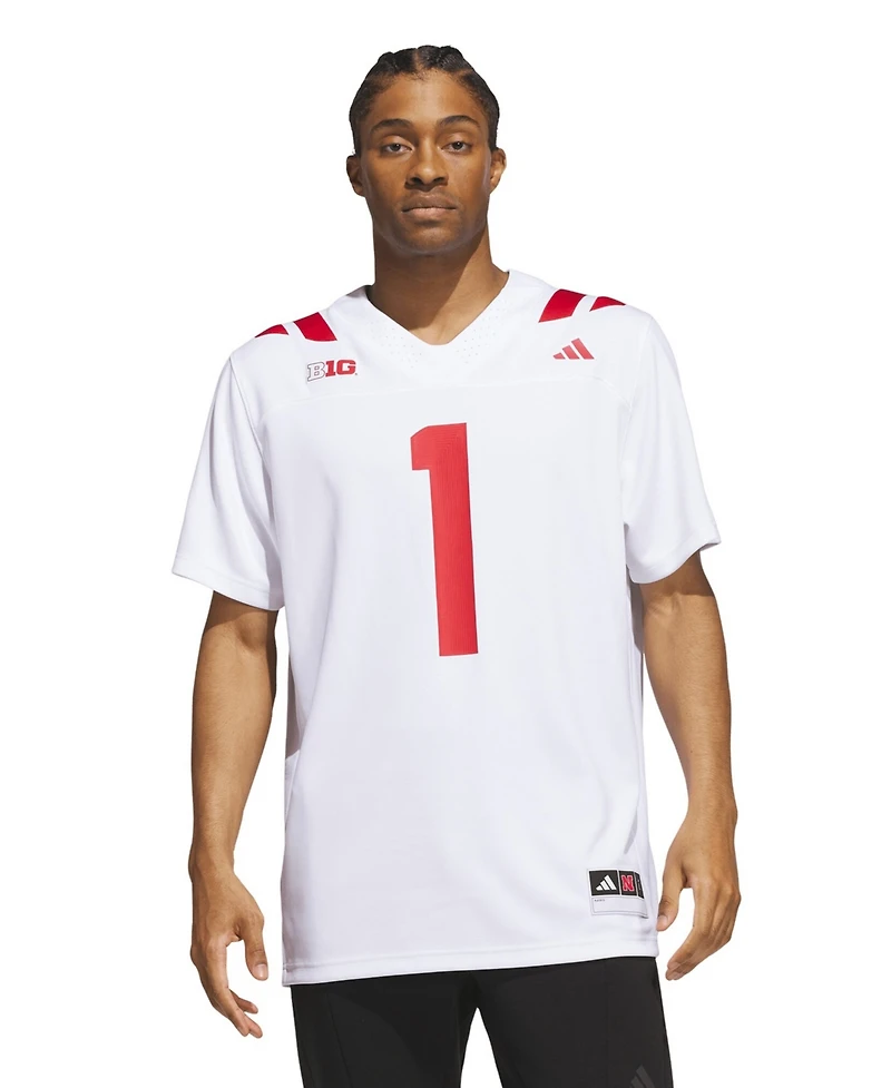 Adidas Men's #1 White Nebraska Huskers Away Premier Football Jersey