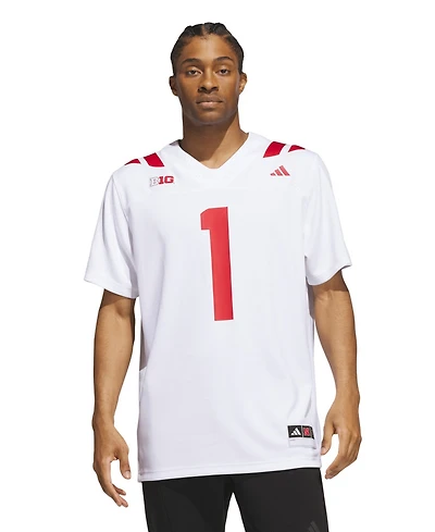 Adidas Men's #1 White Nebraska Huskers Away Premier Football Jersey