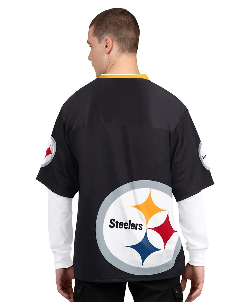 Starter Men's 2-Pack Black/White Pittsburgh Steelers Short Sleeve Long Combo Pack T-Shirt