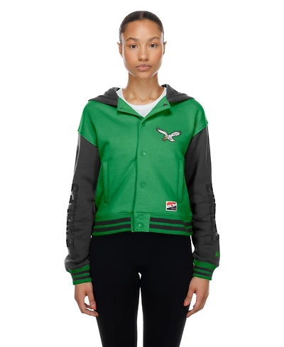 New Era Women's Kelly Green Philadelphia Eagles Throwback Full-Snap Hooded Jacket