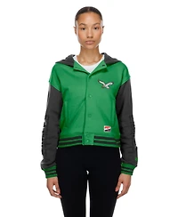 New Era Women's Kelly Green Philadelphia Eagles Throwback Full-Snap Hooded Jacket