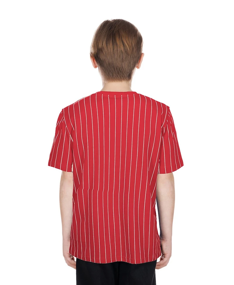 New Era Big Boys and Girls Red Texas Rangers 2026 City Connect Pinstripe T-Shirt