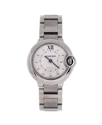 Pre-Owned Cartier Ballon Bleu de Cartier Quartz Watch in Stainless Steel with Diamond Markers 28mm